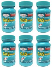 6-PK Simethicone Gas Relief Chewable Tablets 80mg Anti-Gas Bloating 36CT SEALED
