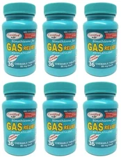 6-PK Simethicone Gas Relief Chewable Tablets 80mg Anti-Gas Bloating 36CT SEALED