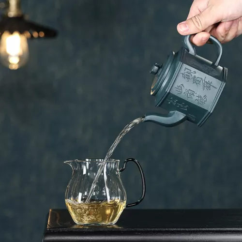 Olla de té de arcilla original de mineral real Yixing Zisha Tianqing con marca de kungfu chino - Imagen 10 de 12
