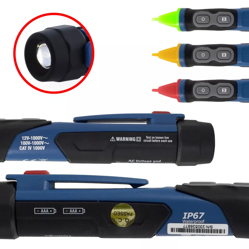 Berührungsloser Phasenprüfer Kontaktloser Spannungsprüfer LED-Taschenlampe 1000V - Bild 3 von 4
