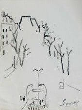 Robert Savary - Original Drawing - Pastel - The Alley In Paris