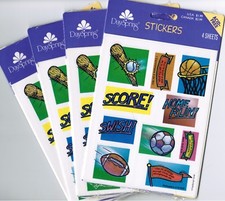 Vintage 4 Packs 16 Sheets SPORTS Scrapbook Stickers Baseball Basketball NIP
