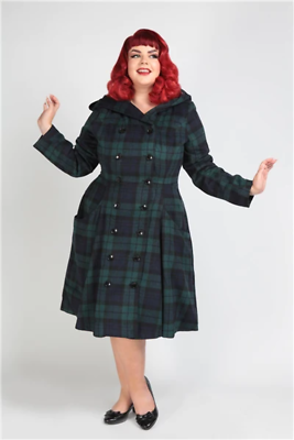 Heather Blackwatch Check Swing Coat Collectif 18 20 22 Tartan  