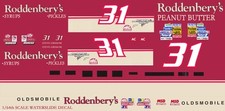 31 Steve Grissom Roddenbery's Olds 1/64th HO Scale Slot Car Waterslide Decals