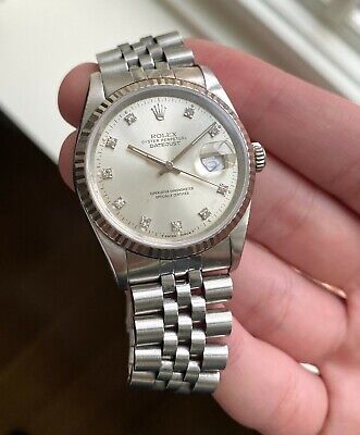 Rolex Datejust Ref16234G 90s Silver Factory Diamond Dial Rolex Datejust Ref16234G 90s Silver Factory Diamond Dial