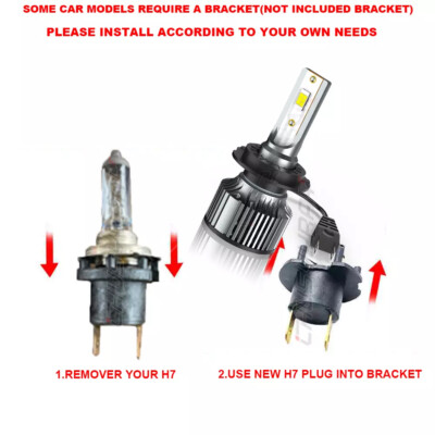 Pair H7 LED Headlight Bulbs Kit 6500K for Kawasaki Ninja 1000