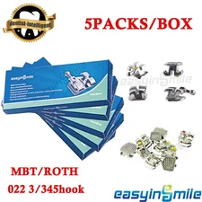 5Pk Dental Orthodontic Brackets Roth/MBT 022 345 Hooks Dental Mini Metal Braces