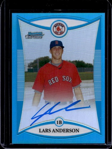 2008 Bowman Chrome Lars Anderson Prospects Blue Refractor Auto #56/150 Red Sox