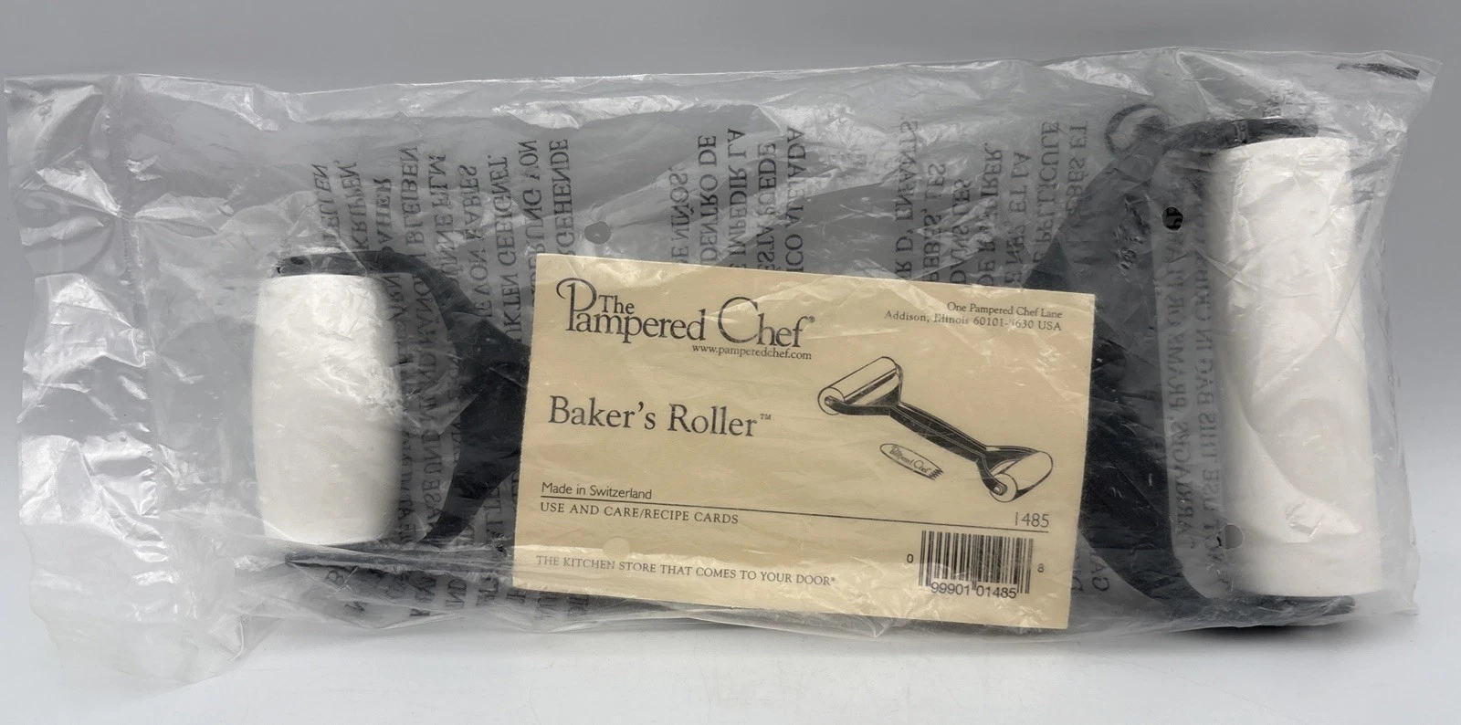 Pampered Chef Baker’s Roller 1485 Double-Sided Pastry Dough Rolling Pin NEW