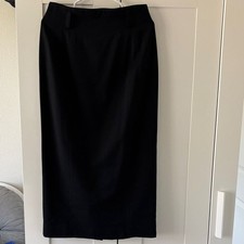 Vintage Classic Black Long Pencil Skirt Professional Style 100 Pure Wool Sz 12