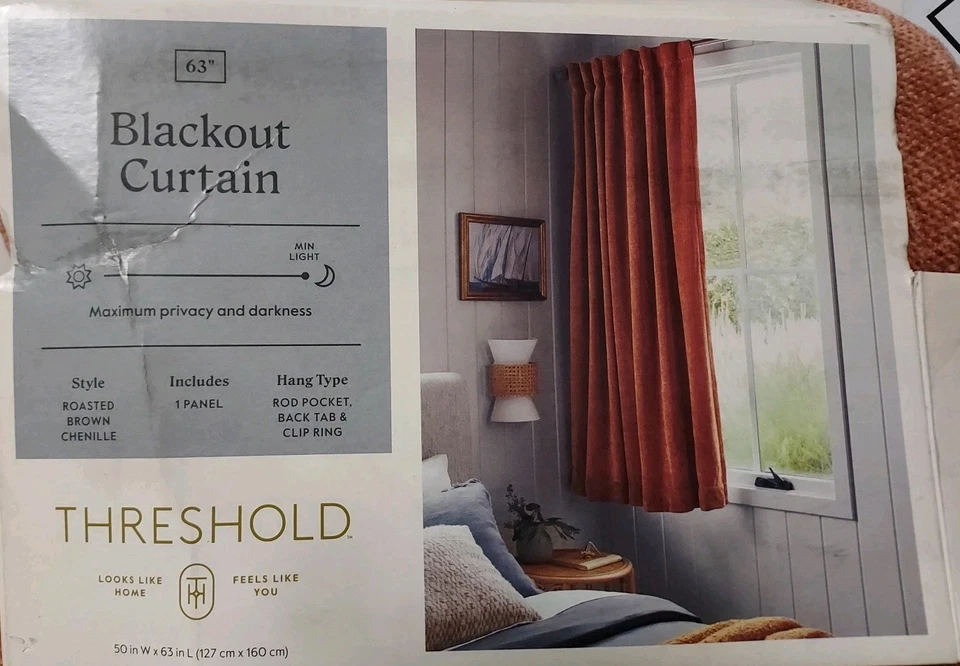 🥥 Umbral 50"x63" Blackout Chenille Cortina Panel Marrón🆕️COMO SE MUESTRA👇 Foto 2 de 4