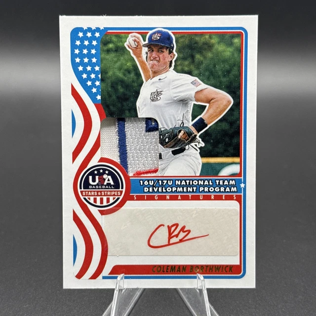 2025 Panini Stars & Stripes Coleman Borthwick Team USA Auto Patch /25 Red MVP