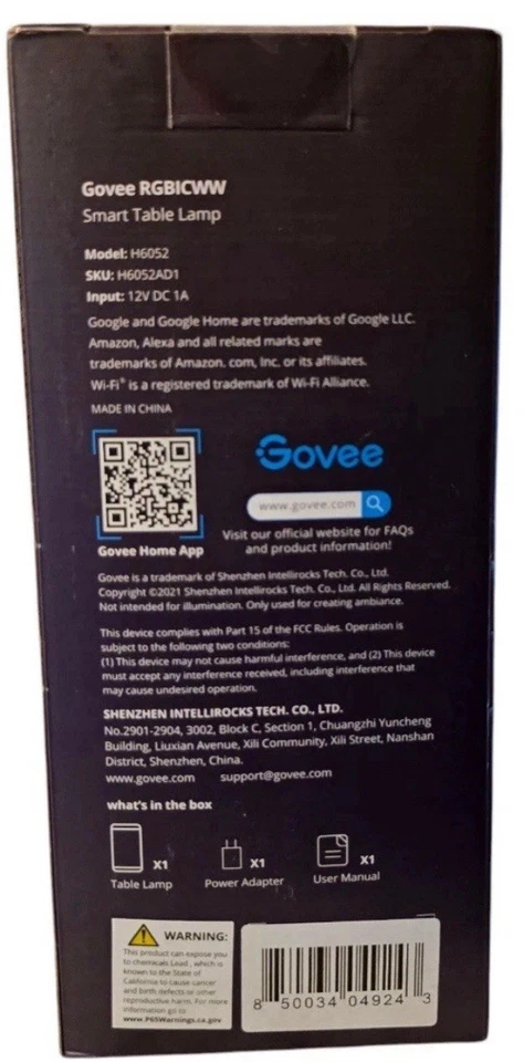 Govee RGBIC Smart Table Lamp Voice Control  Alexa Wi-Fi Hands Free H6052 - Image 3 of 3
