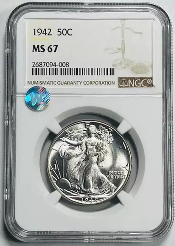 1942 Walking Liberty Half Dollar NGC MS-67 Sight White