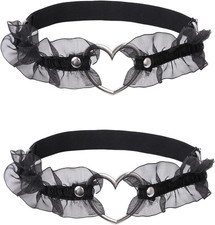 2Pcs Adjustable Heart Lace Thigh Garter, Elastic Leg Garters Belt for Women Part