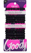 Goody Ouchless Forever Hair Elastics, 10 Ct, Black, Damage-Bands, 3X Stronger