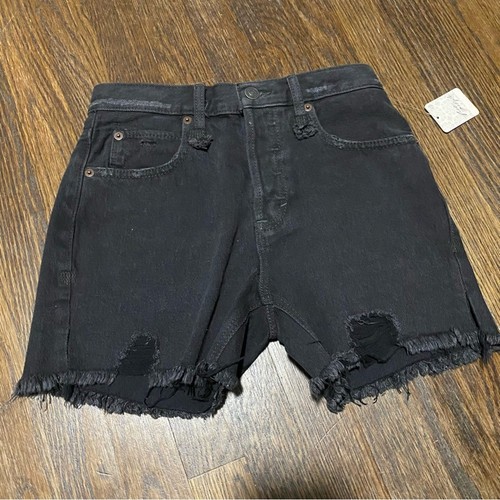 NEW WE THE FREE / Free People Washed Black Denim Shorts SIZE 24 Boho Cutoffs - Picture 3 of 11