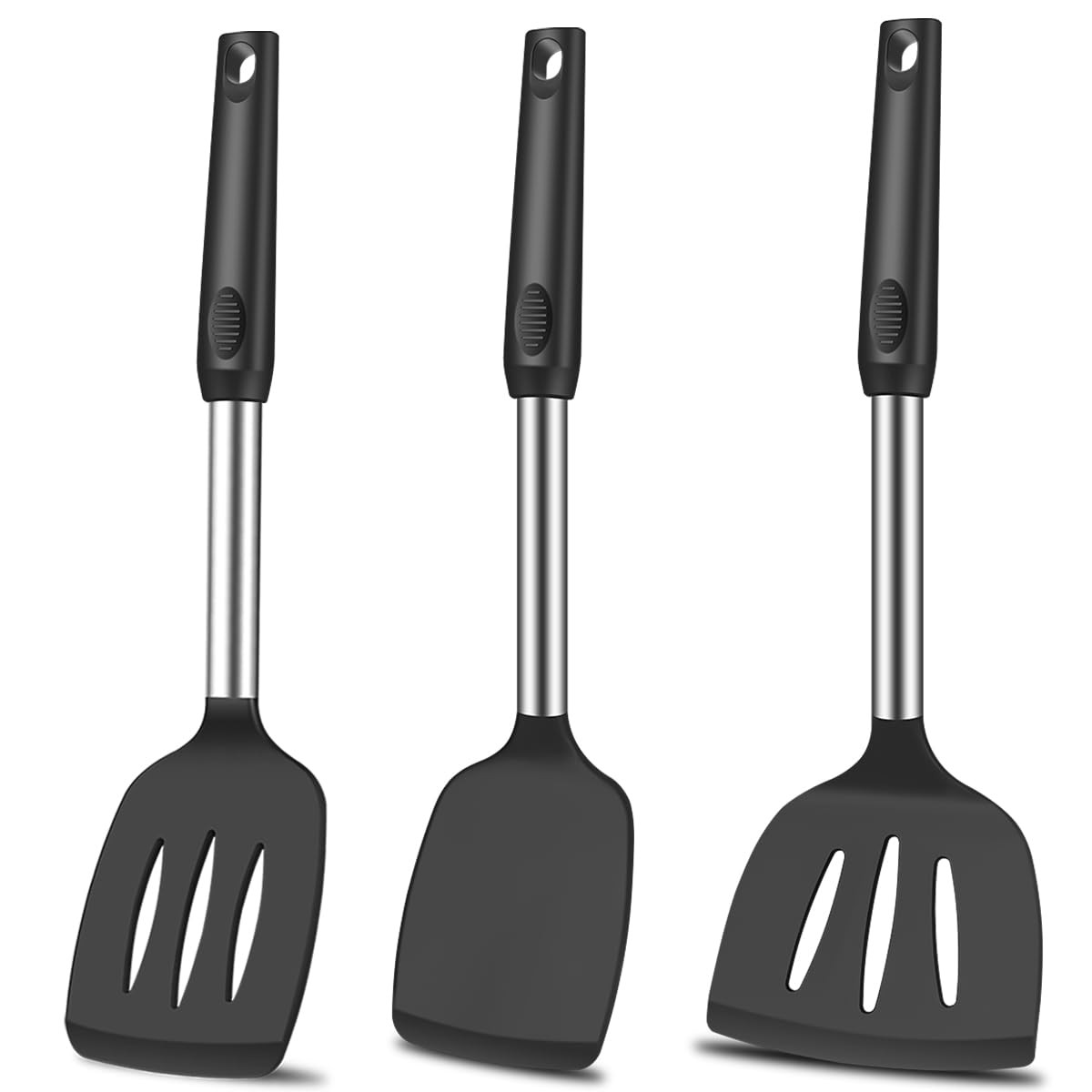 Spatula Set Silicone Heat Resistant for Nonstick Cookware Rubber Turner Fish