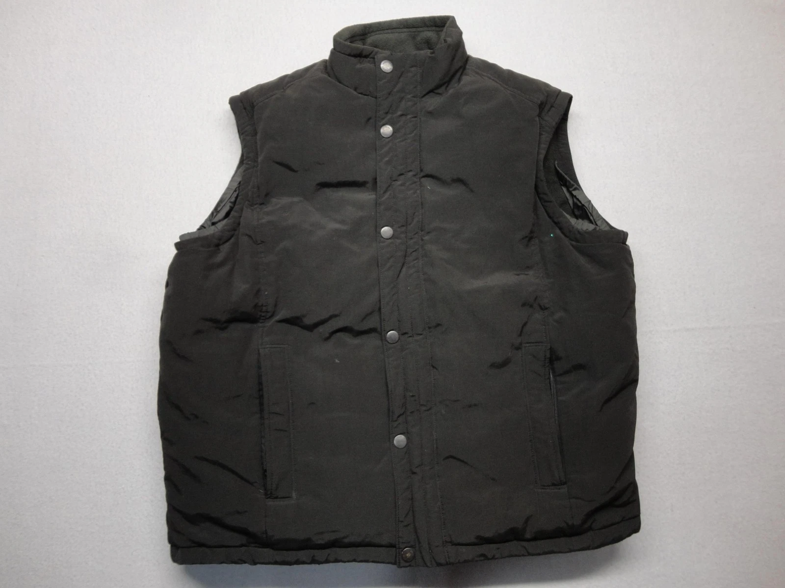 Woolrich Vest Mens Large Black Fleece Lined Duck Down Puffer Full Zip Insulated