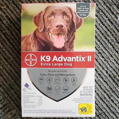 K9 Advantix II Flea and Tick Control Treatment for Extra Large Dogs 6M Doses
