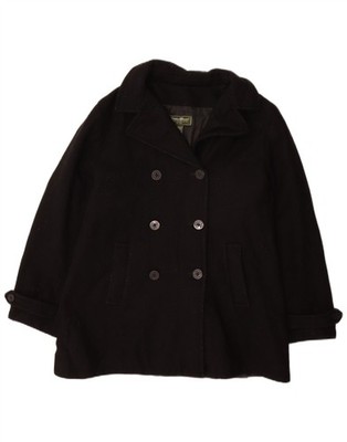 Eddie Bauer Damen Pea Mantel UK 16 Large schwarz Wolle AM20