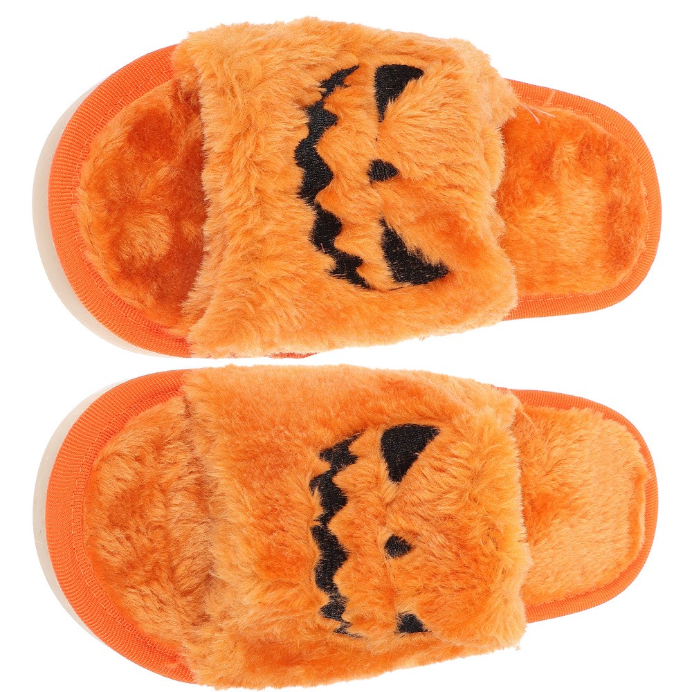 SAOLA 1 Paio Pantofole Halloween Zucca Pantofole Peluche Suola Antiscivolo Morbide