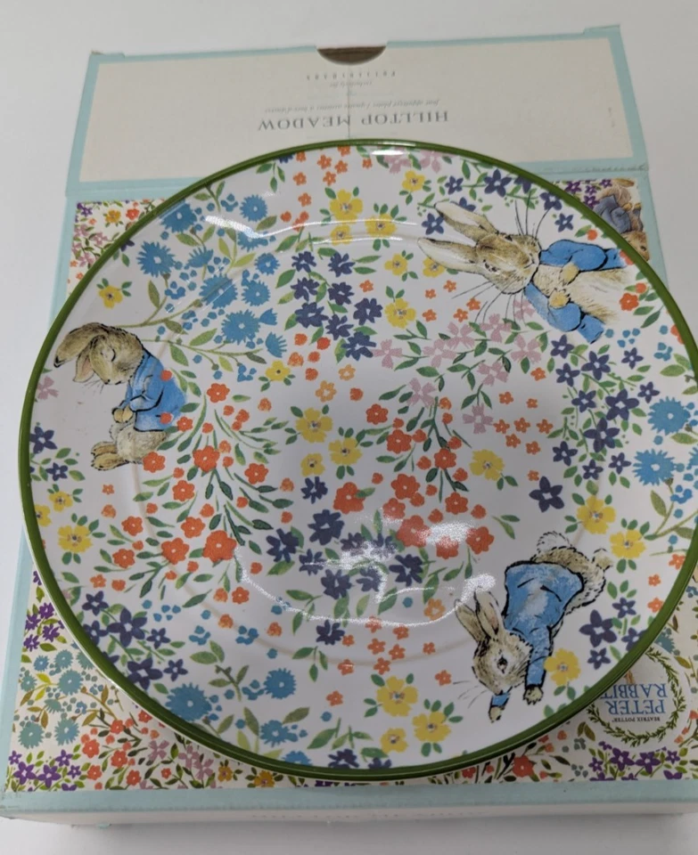 Pottery Barn Peter Rabbit Floral Appetizer Plates Set of 4 Easter Spring New - Image 4 of 4