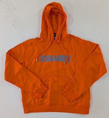 DSquared2 Men's Technicolour Hoodie Orange Blue Logo Made in Italy Size M