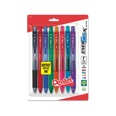 Pentel EnerGel-X Liquid Gel Pen Fine Line, Needle Tip - Assorted 8-Pack
