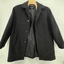 Vintage Banana Republic Coat Mens Large Black Wool Cashmere Overcoat Topcoat 00s