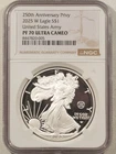 2025-W $1 AMERICAN SILVER EAGLE 1 OZ .999 US ARMY 250TH ANN PRIVY NGC PF-70 UCAM