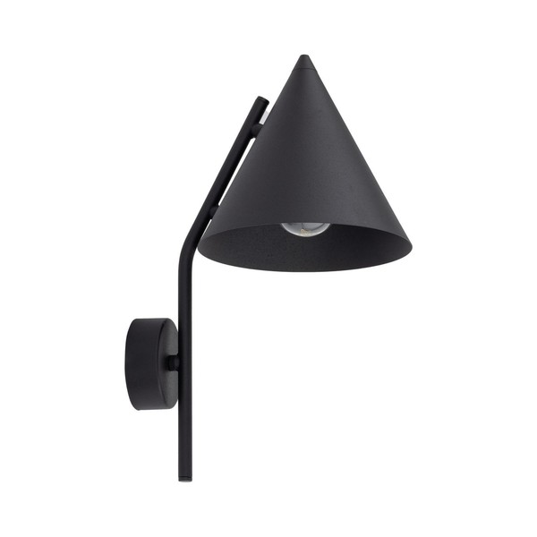 Wandlampe Metall Schwarz H: 38 Cm E27 Kegelschirm Retro Design Wandleuchte-image