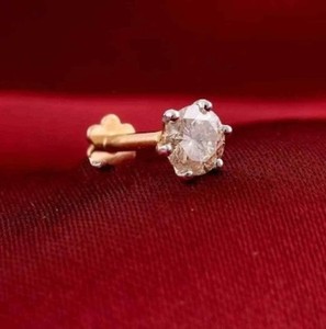 14k Rose Gold 3MM Round Cut Natural Diamond Women's Nose Pin Solid For Gifts #32