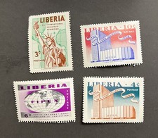 Set Of 4 Liberia Stamps , 1956 , New York Philatelic Exhibition, Mint