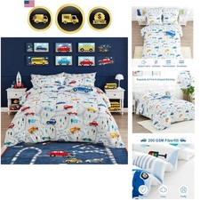 Kids Bed in a Bag Twin Microfiber Comforter Bedding Set Cars Cute
