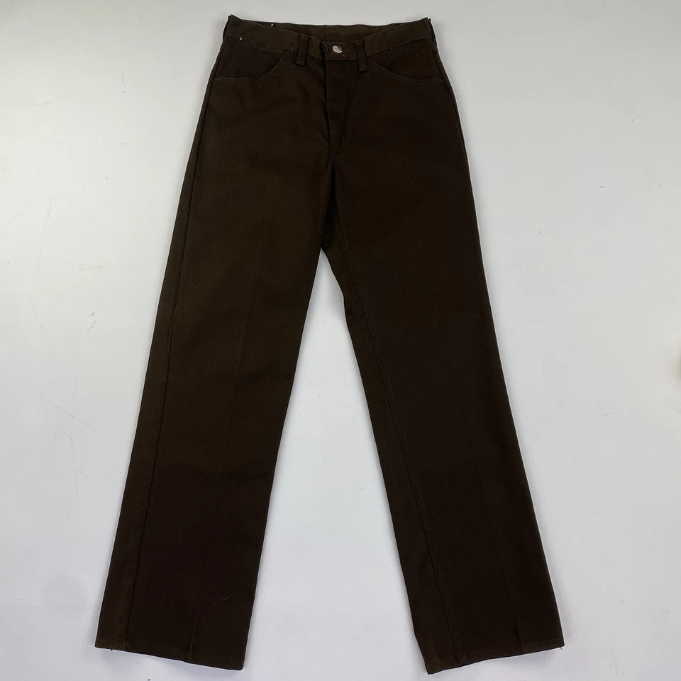 Pantalones de mezclilla vintage Wrangler marrón prensa permanente garra 28X30 ahora L = 28,75 ropa de calle Foto 2 de 4