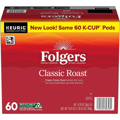 NIB Folgers Medium Roast Classic Coffee Keurig K Cup Pods 60 Ct Classic Roast