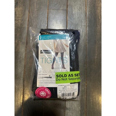 No nonsense Super Opaque Tights 2 Pair Set Black Control Top Smart Temp