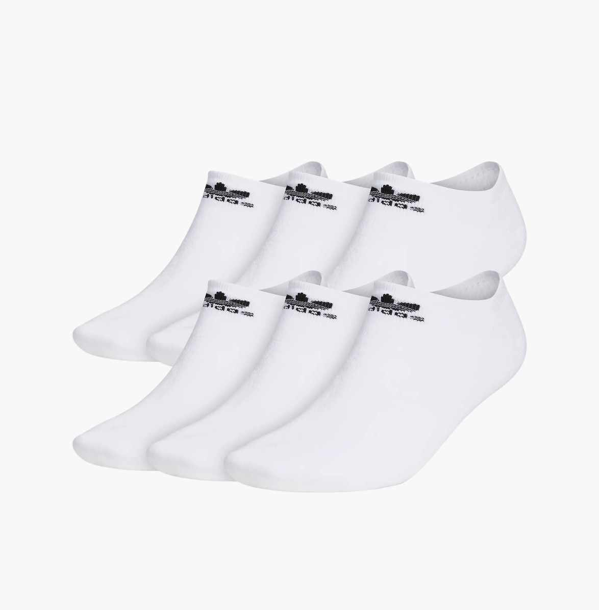 Adidas L13915 Unisex White 6-Pack Trefoil Performance No-Show Socks Size M
