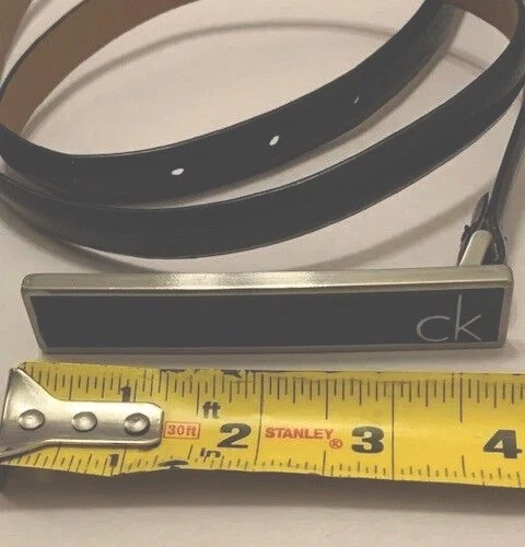 VTG MCM Belt Black Skinny Silver Buckle Prep Goth Retro Small 27-30 Calvin Klein - Image 3 of 4