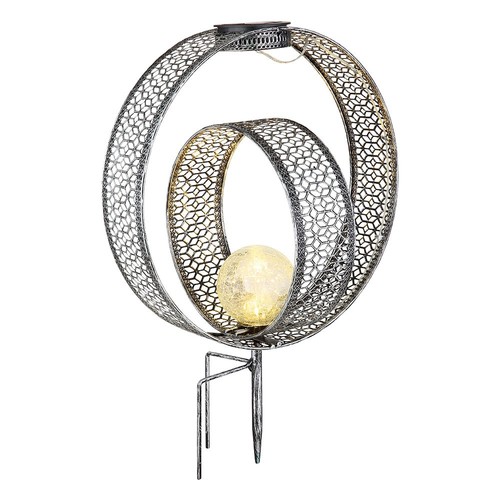 Solarlampe Außenlampe Gartendeko LED Terrassenlampe silber Erdspieß H 42 cm - Bild 2 von 12