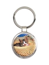 Cat : Gift Round Keychain Kitten Cute Hat Funny Friendship Feline Pets Lover