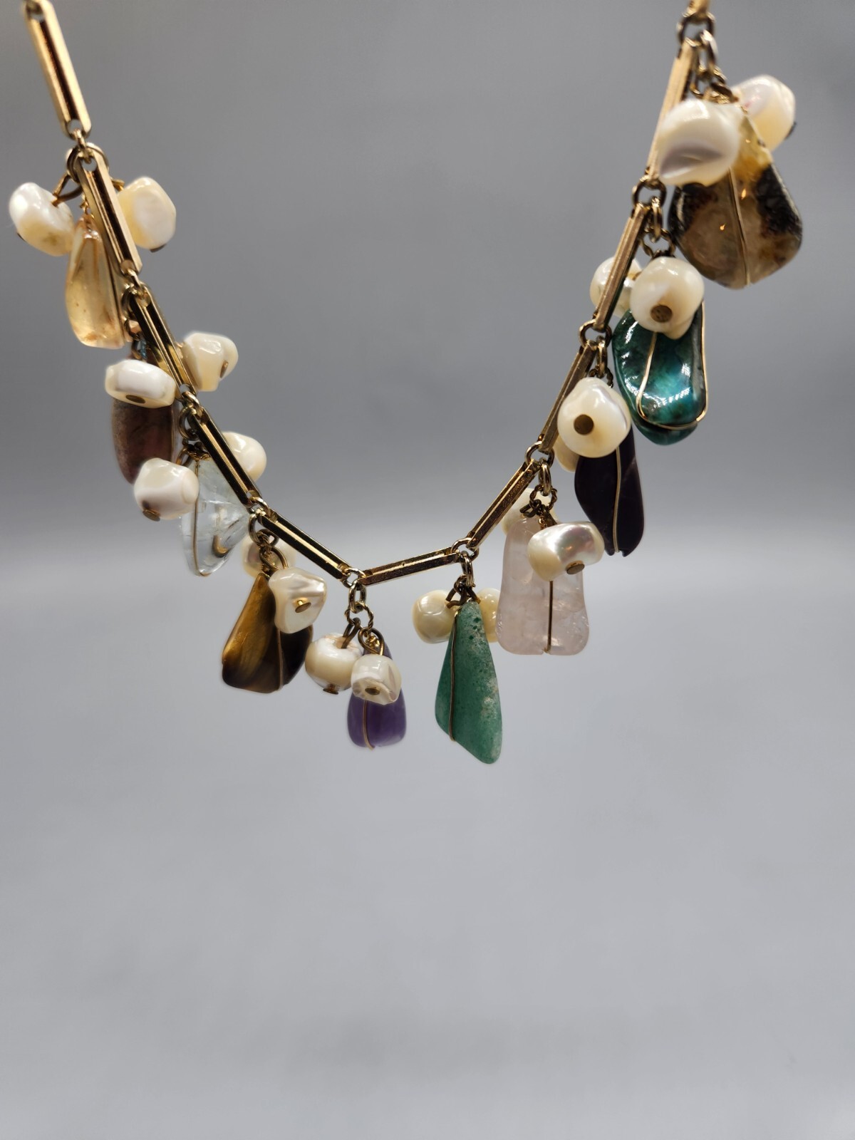 Mixed Assorted Natural Stone Nugget Necklace and … - image 3