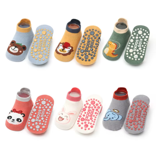 6 Pairs Kids Cotton Socks Cute Cartoon Animal Pattern Comfy Breathable Baby Non-