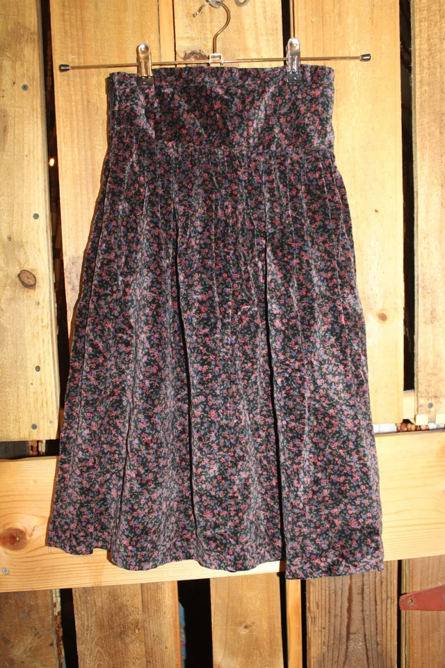 Any Lee Vintage Terciopelo Floral Algodón Talla Falda niña 12 Foto 3 de 3