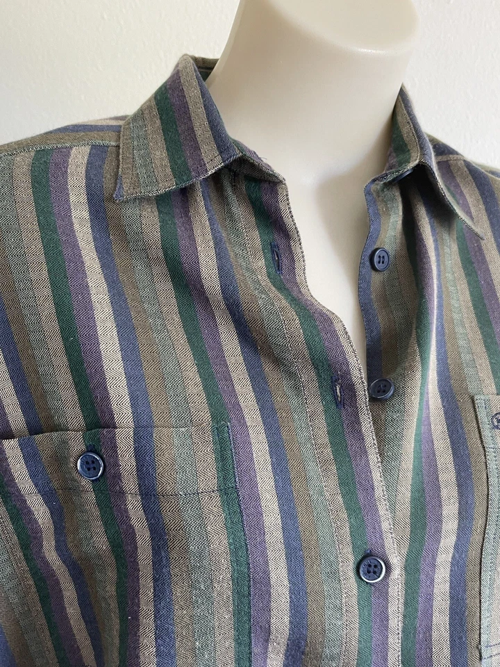 Vintage Missoni Sport Oversize Shirt Unisex Geometric Knit Multicolor Striped L — 第 3/4 张图片