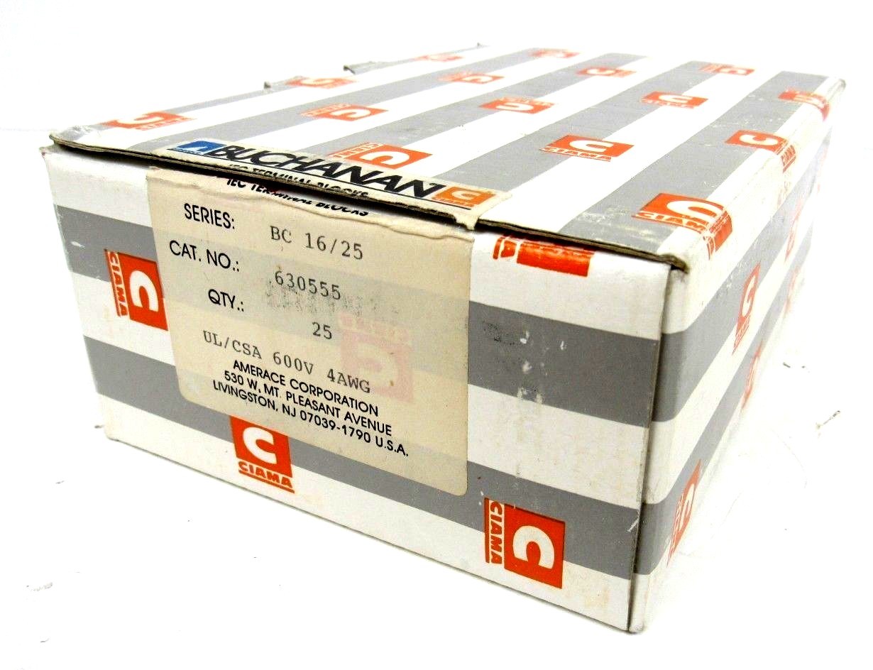 NEW BOX OF 25EA BUCHANAN BC16/25 TERMINAL BLOCKS BC1625 630555