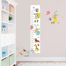Personalised Cute Animals Critters Measuring Height Growth Sticker Chart Pack  