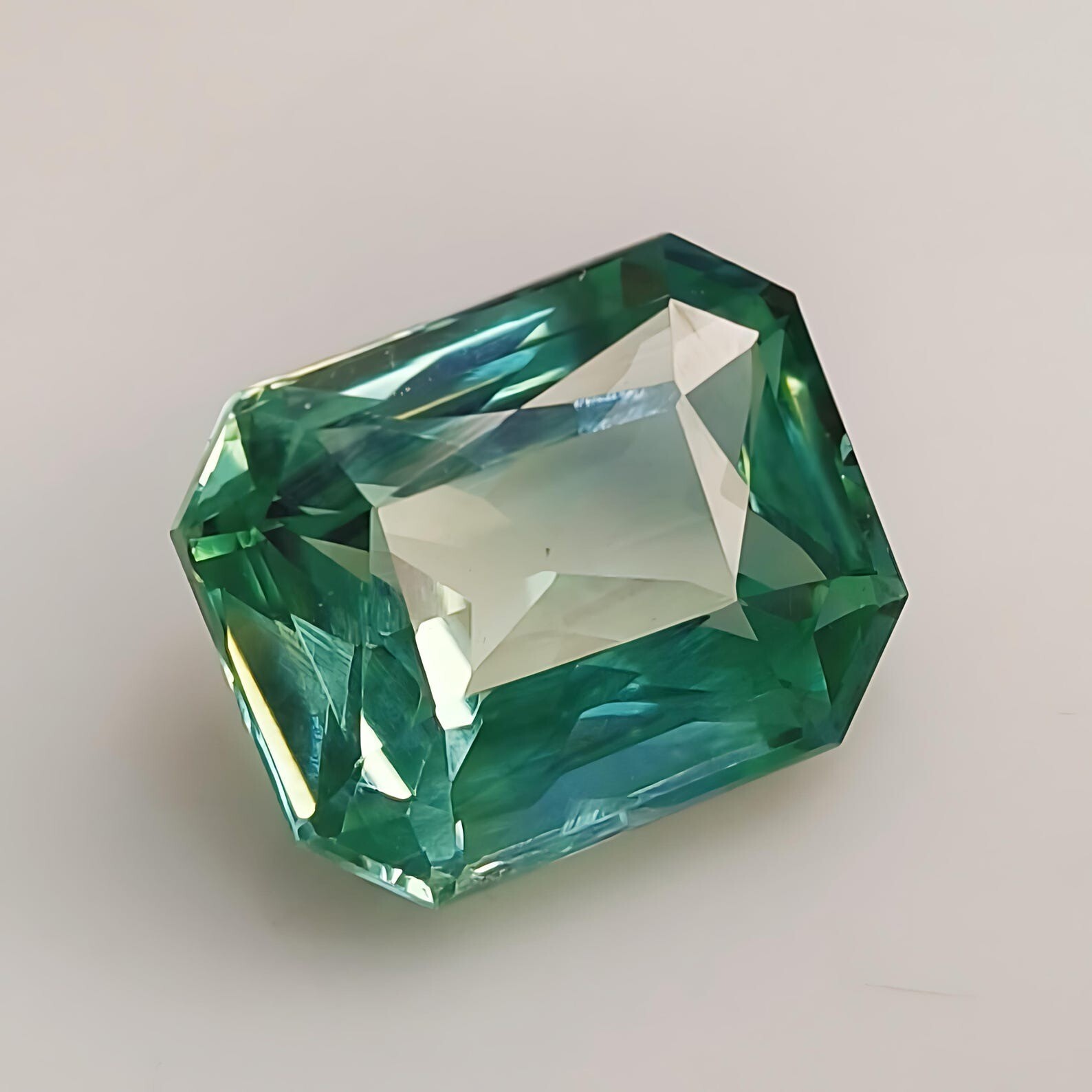 9Ct Natural Blueish Green Emerald Emerald Cut Certified Colombian Loose Gemstone