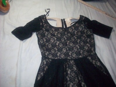 SILENCE & NOISE BLACK LACE OVER TAN BODY DRESS, SIZE XS, EXCELLENT  CONDITION | eBay